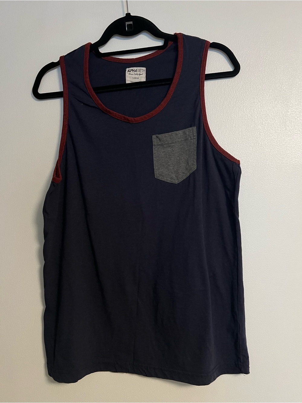 Navy Tee with Burgundy Trim - Large
